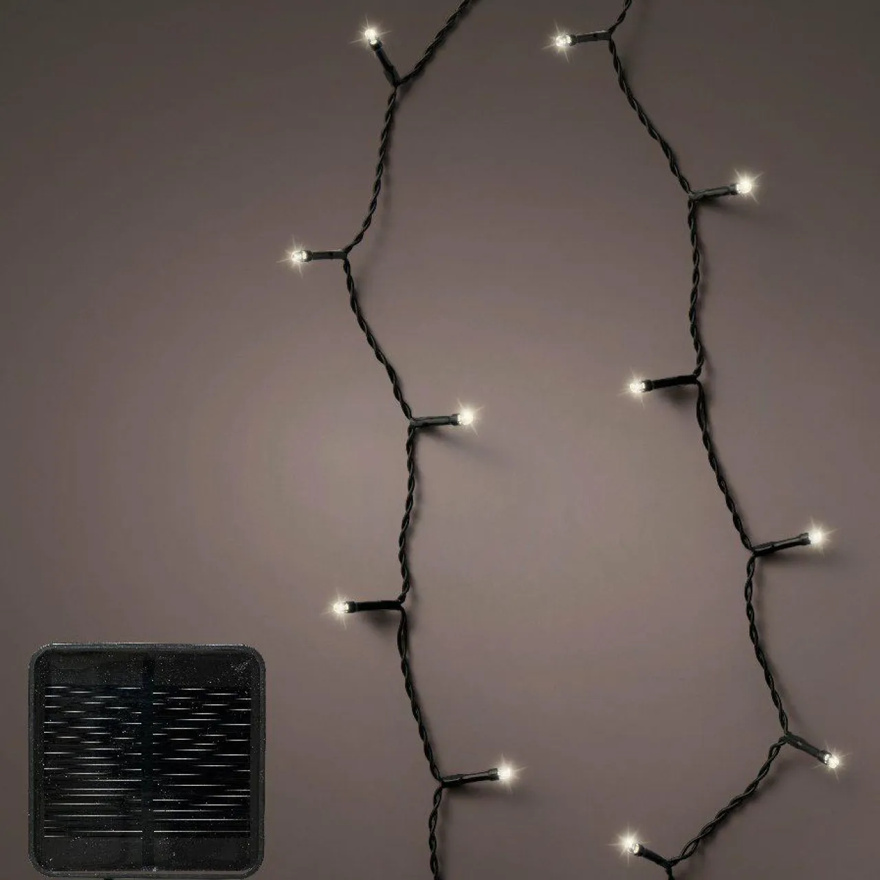 KAEMINGK Guirlande lumineuse Solaire 9 m 120 LED câble noir Rechargeable Blanc froid Hot