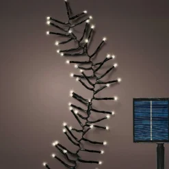KAEMINGK Guirlande lumineuse Solaire rechargeable 14 m 1512 LED câble noir Grappe Blanc chaud Hot