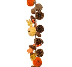 KAEMINGK Guirlande pomme de pin (150 cm) Citrouille velours Orange