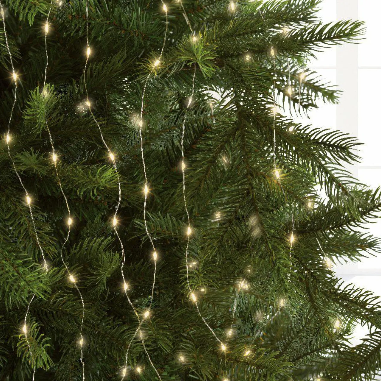 KAEMINGK Guirlande rideau pour sapin H2,40 m 832 Micro LED câble argent Blanc chaud Blanc Chaud - câble argent Online