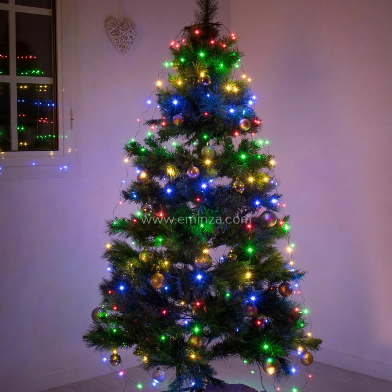 KAEMINGK Guirlande rideau pour sapin H2,40 m 832 Micro LED câble vert Multicolore Multicolore - câble vert Sale