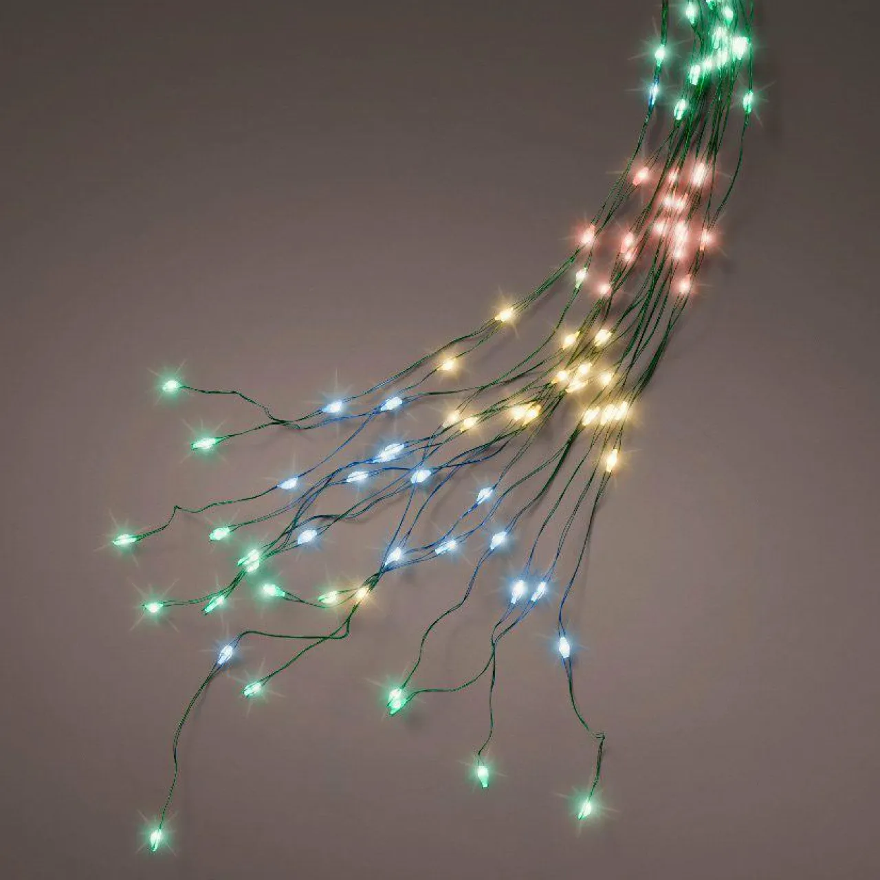 KAEMINGK Guirlande rideau pour sapin H2,40 m 832 Micro LED câble vert Multicolore Multicolore - câble vert Sale
