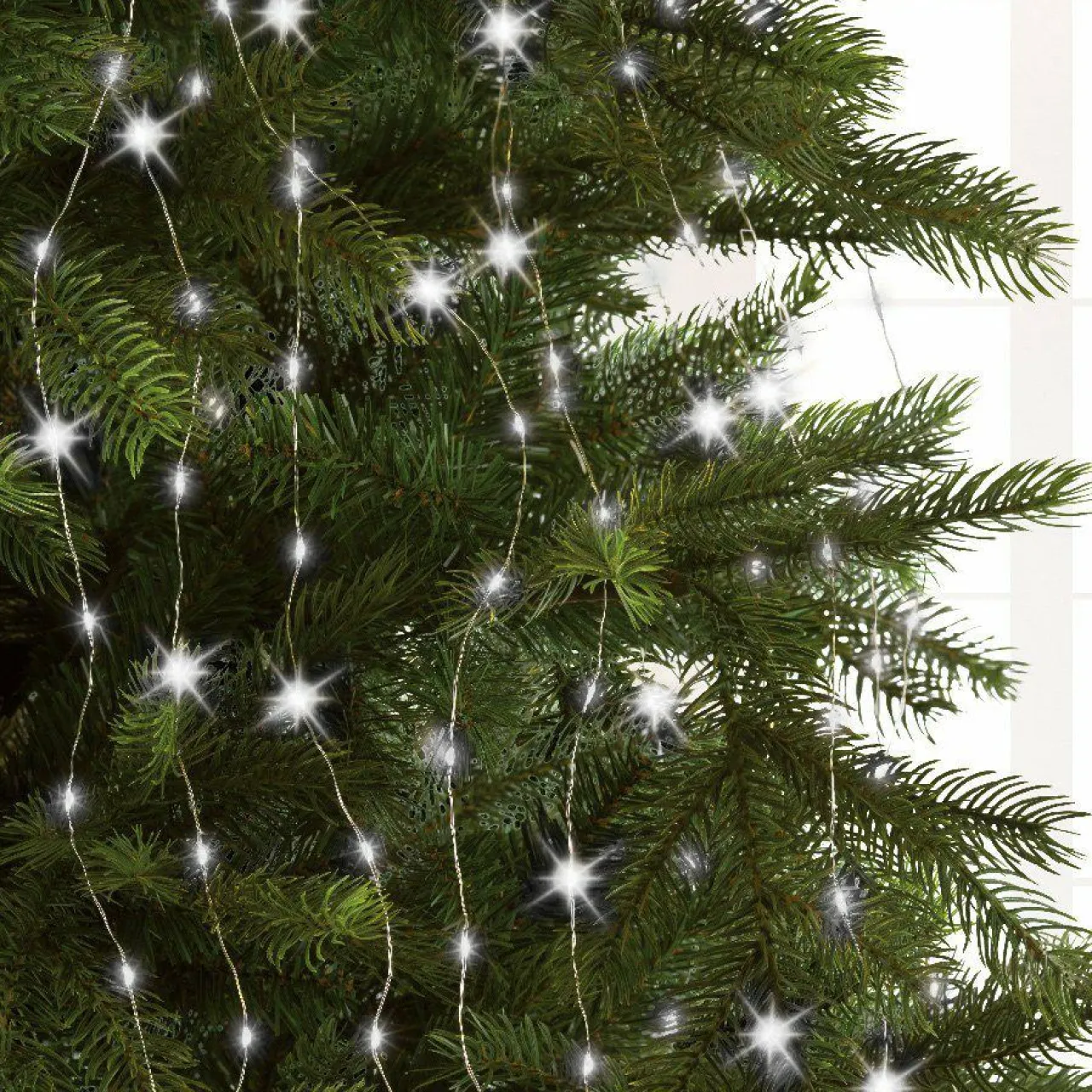 KAEMINGK Guirlande rideau pour sapin H2,40 m 832 Micro LED câble argent Blanc froid Blanc Froid - câble argent Best