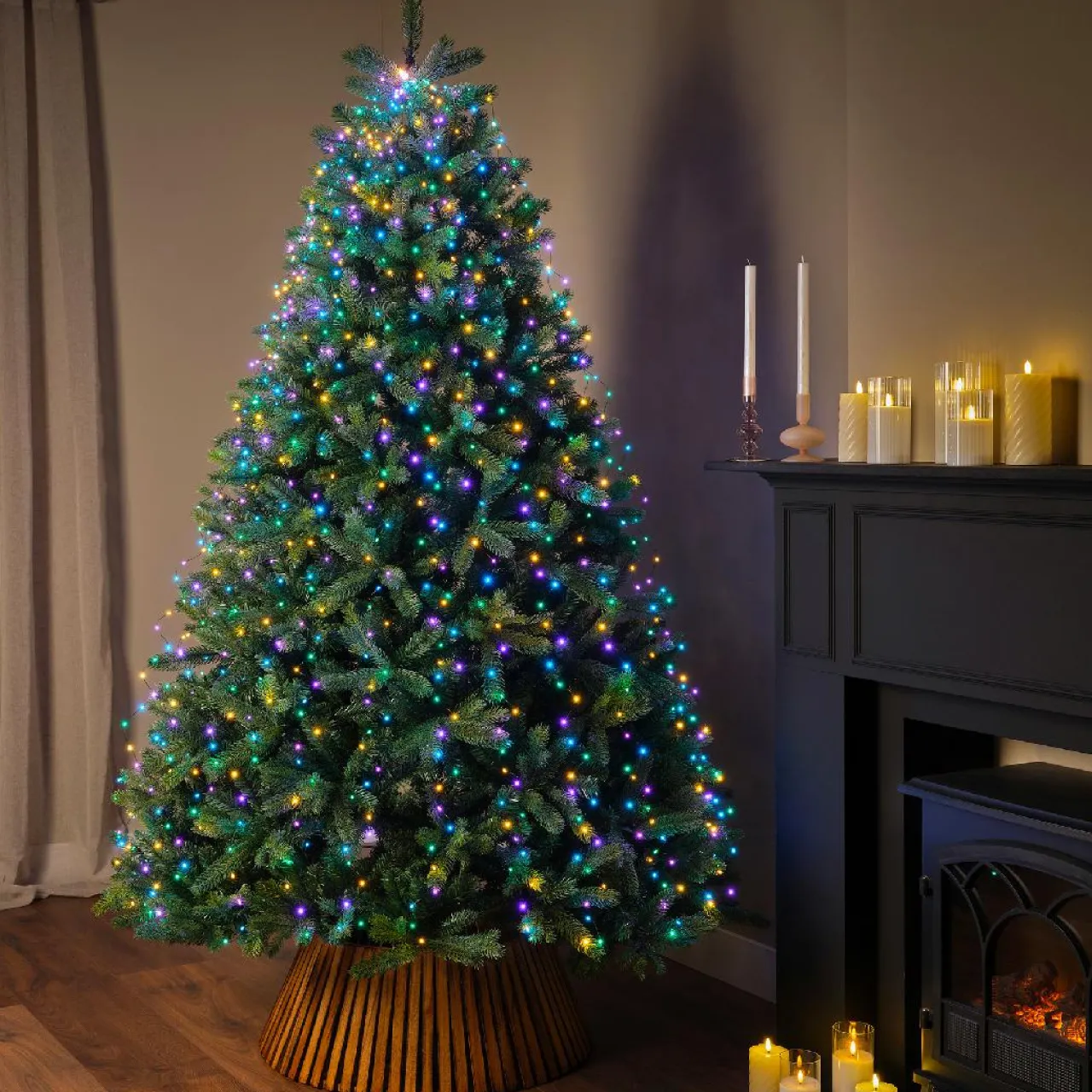 KAEMINGK Guirlande rideau pour sapin H2,40m 832 Micro LED câble vert Multicolore pastel Multicolore Pastel Câble Vert Online