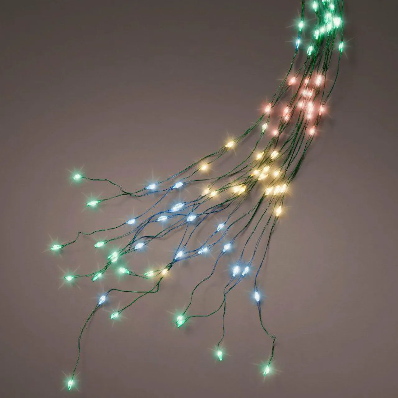 KAEMINGK Guirlande rideau pour sapin H2,10 m 672 Micro LED câble vert Multicolore Multicolore - câble vert Sale