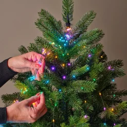 KAEMINGK Guirlande rideau pour sapin H2,10m 672 Micro LED câble vert Multicolore pastel Multicolore Pastel Câble Vert New