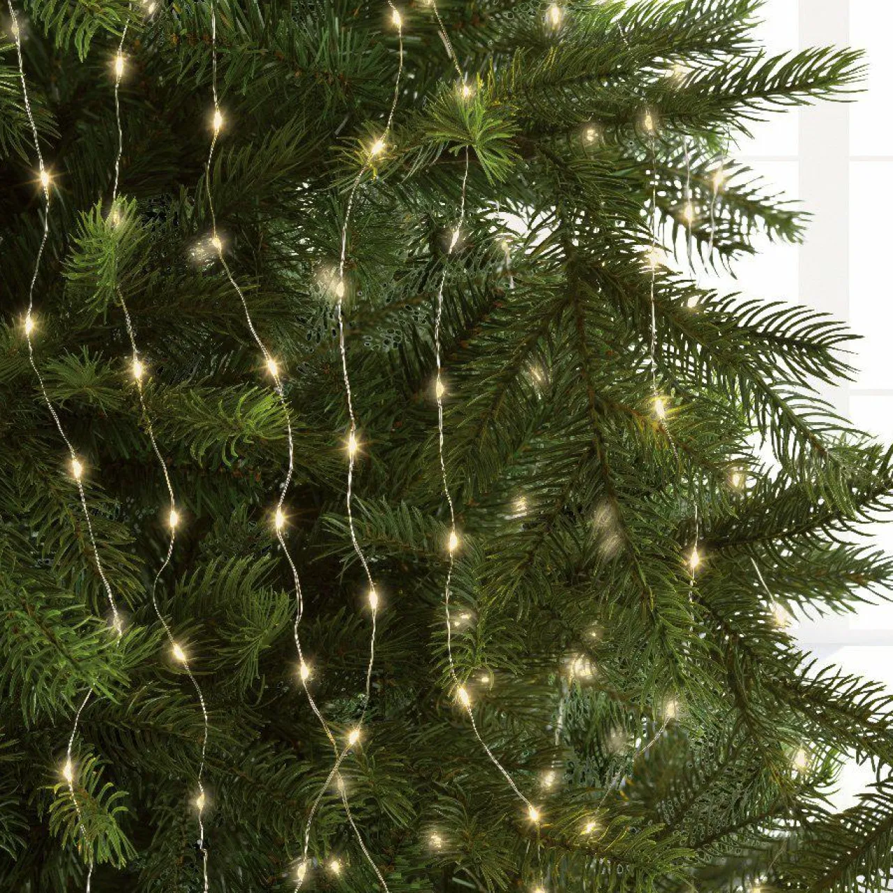 KAEMINGK Guirlande rideau pour sapin H2,10 m 672 Micro LED câble argent Blanc chaud Blanc Chaud - câble argent Online