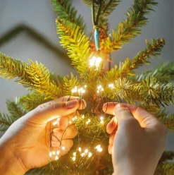 KAEMINGK Guirlande rideau pour sapin H2,10 m 672 Micro LED câble argent Blanc chaud Blanc Chaud - câble argent Online