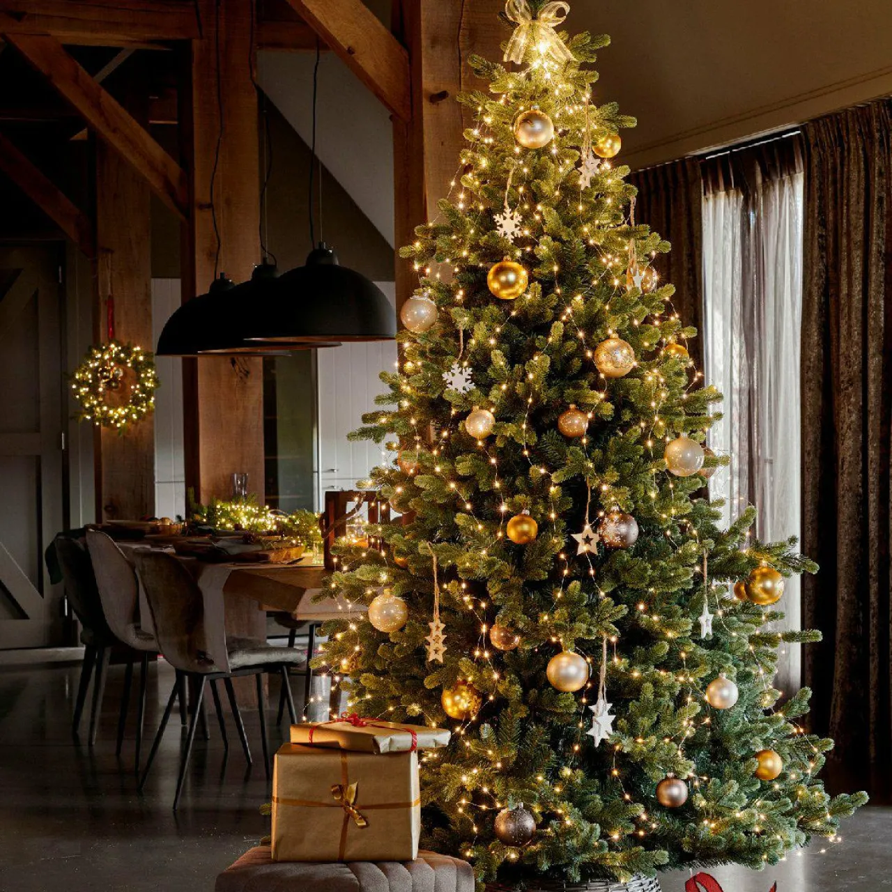 KAEMINGK Guirlande rideau pour sapin H2,10 m 672 Micro LED câble argent Blanc chaud Blanc Chaud - câble argent Online