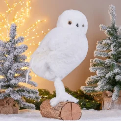 KOOPMAN Hibou de Noël (H49 cm) Givrous Blanc Discount