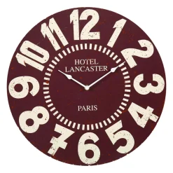 OSTARIA Horloge murale bois (D38 cm) Vintage Hôtel Rouge Clearance