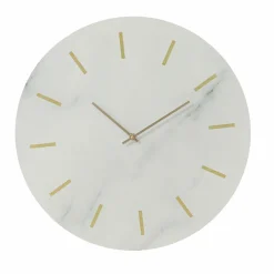 EMINZA Horloge murale en bois (D51 cm) Marbre Blanc New