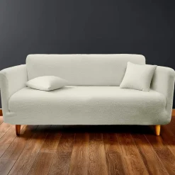 douceur d'intu017drieur Housse de canapé effet bouclette (225 x 245 cm) Laina Ecru Discount