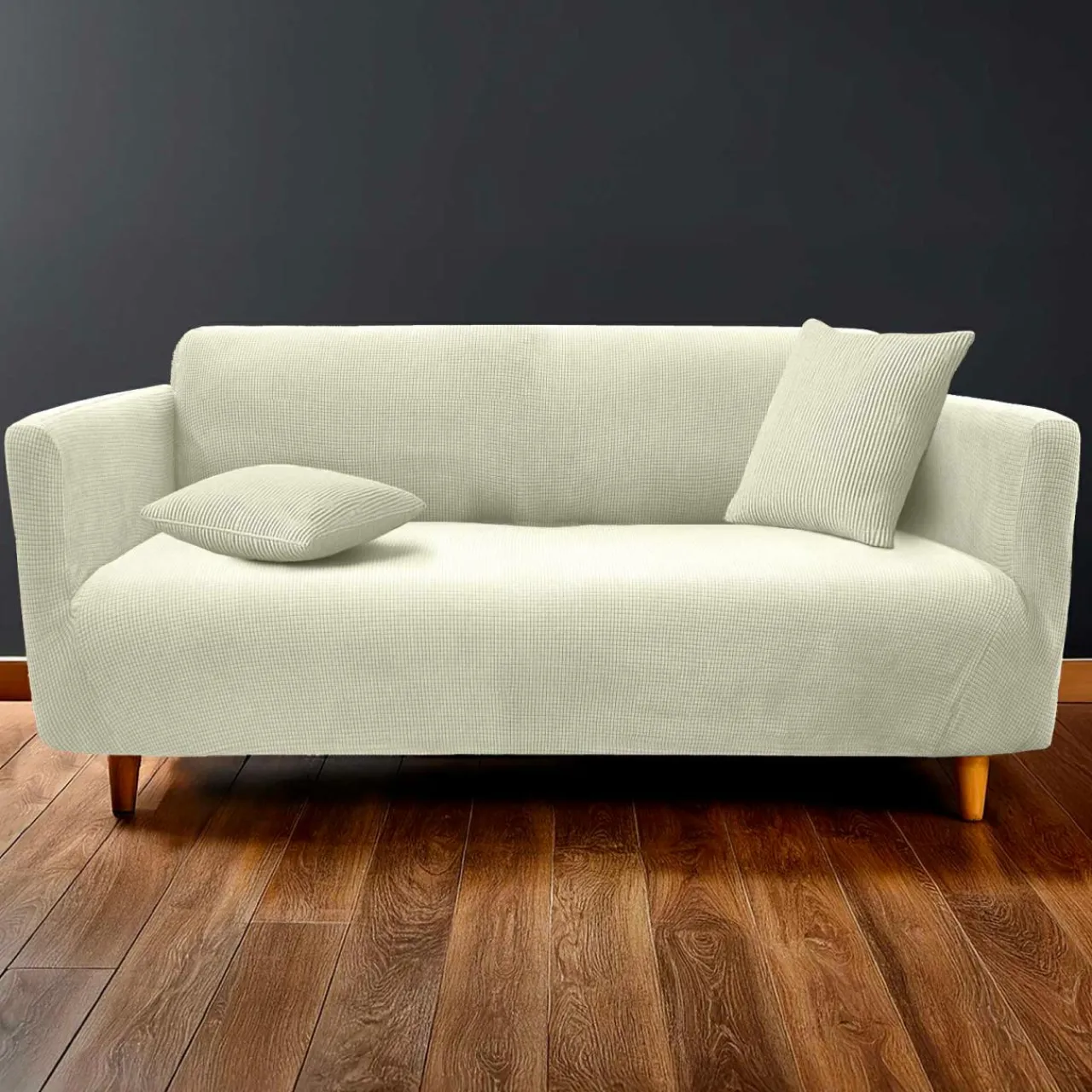 douceur d'intu017drieur Housse de canapé extensible effet gaufré (225 x 245 cm) Sacha Blanc Best