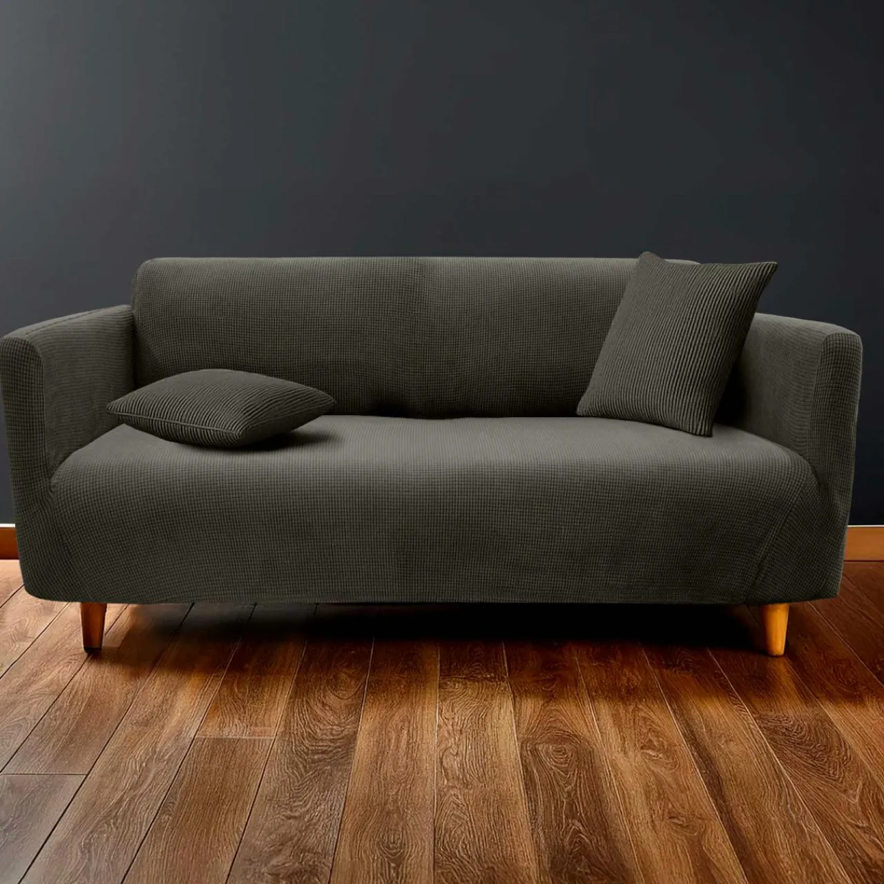 douceur d'intu017drieur Housse de canapé extensible effet gaufré (225 x 245 cm) Sacha Gris Anthracite Sale