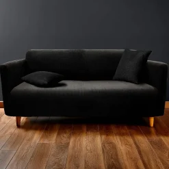 douceur d'intu017drieur Housse de canapé extensible effet gaufré (225 x 245 cm) Sacha Noir Sale