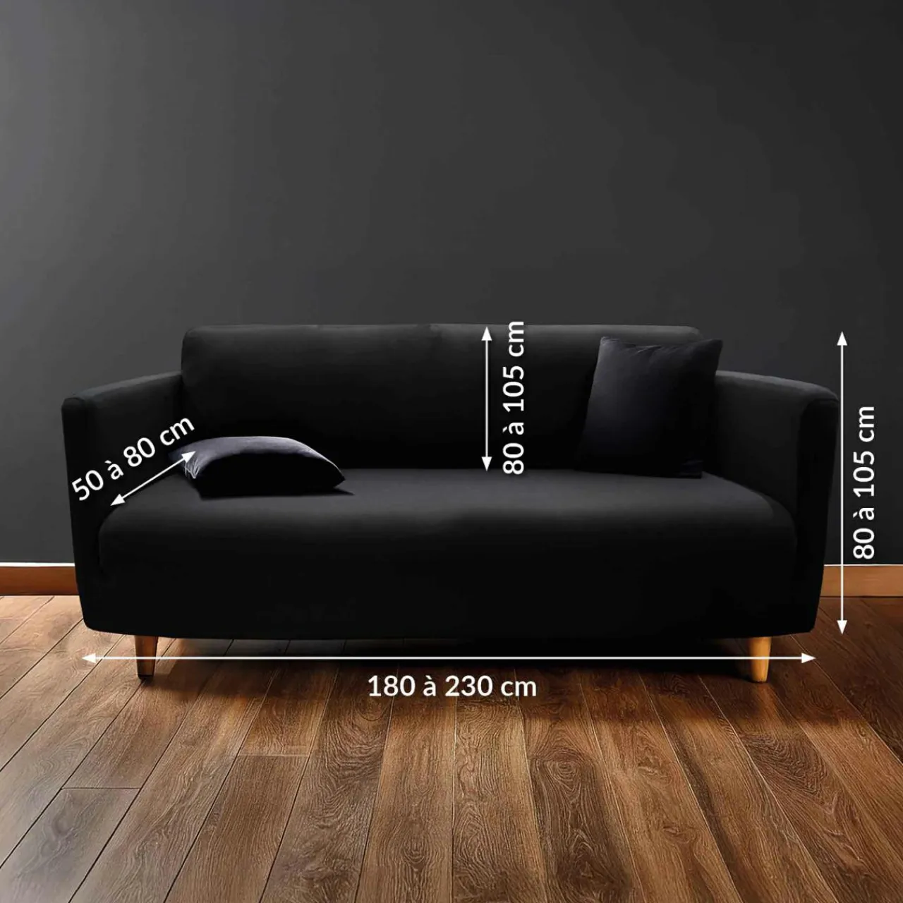 douceur d'intu017drieur Housse de canapé extensible (225 x 245 cm) Mila Noir Best