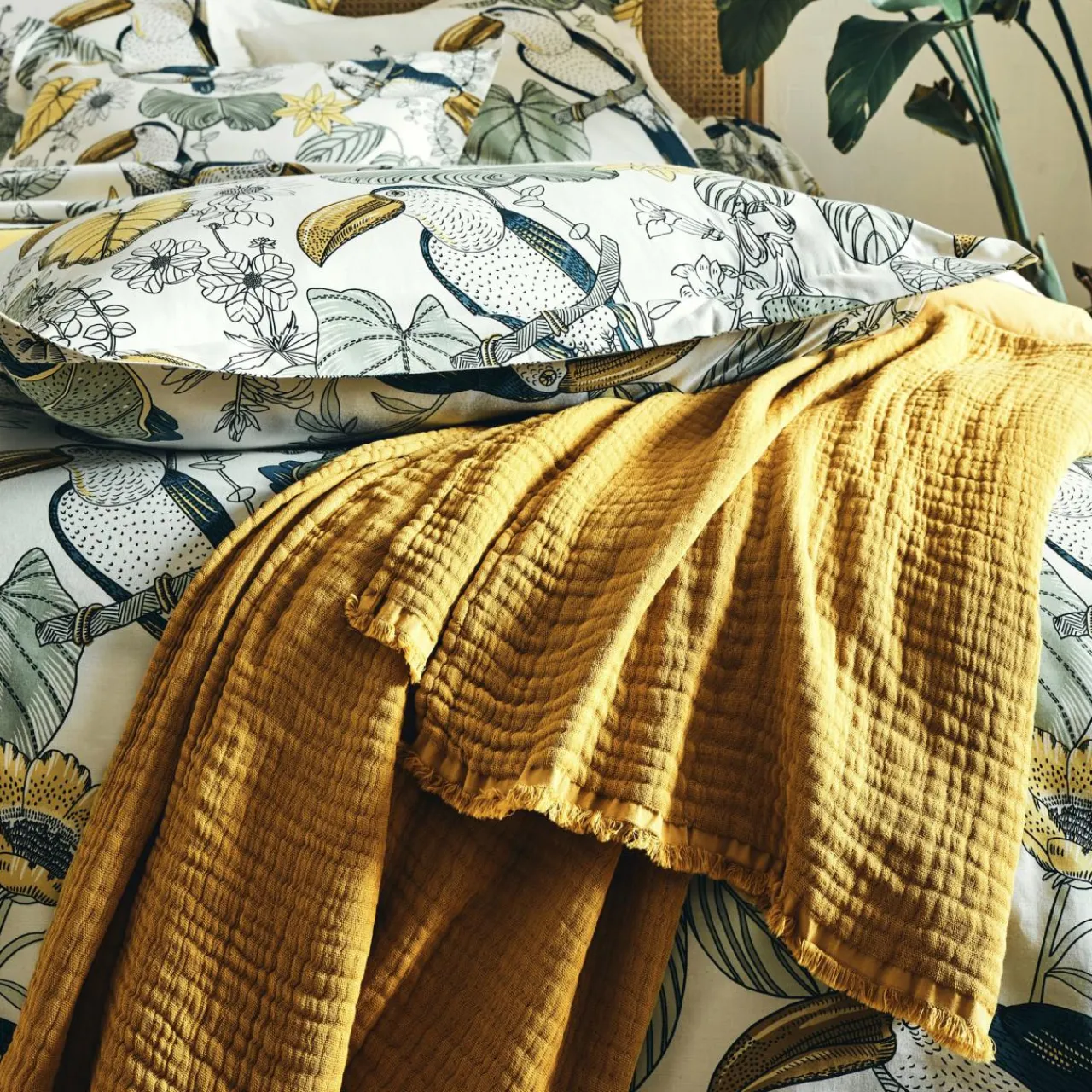 TRADILINGE Housse de couette coton lavé (200 x 200 cm) Toco e Vert Outlet