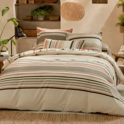 TRADI LINGE Housse de couette coton lavé (280 x 240 cm) Hugo Corail Orange Online