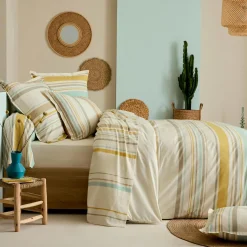 TRADI LINGE Housse de couette coton lavé (300 x 240 cm) Hugo Jaune moutarde Hot