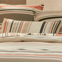TRADI LINGE Housse de couette coton lavé (140 x 200 cm) Hugo Corail Orange Clearance