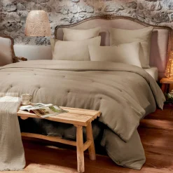 EMINZA Housse de couette coton nid d'abeille (140 x 200 cm) Eva Ficelle Discount