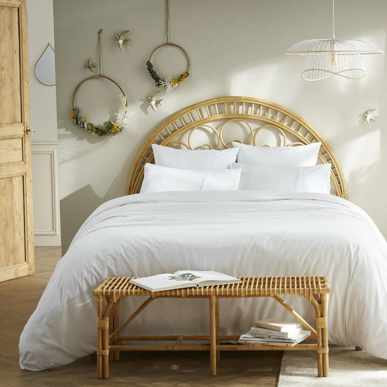 L'EFFET PAPILLON Housse de couette dentelle coton (240 x 220 cm) Jeanne he Blanc Discount