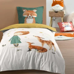 STOF Housse de couette enfant et une taie d'oreiller en coton (140 x 200 cm) Ferdinand Multicolore Best