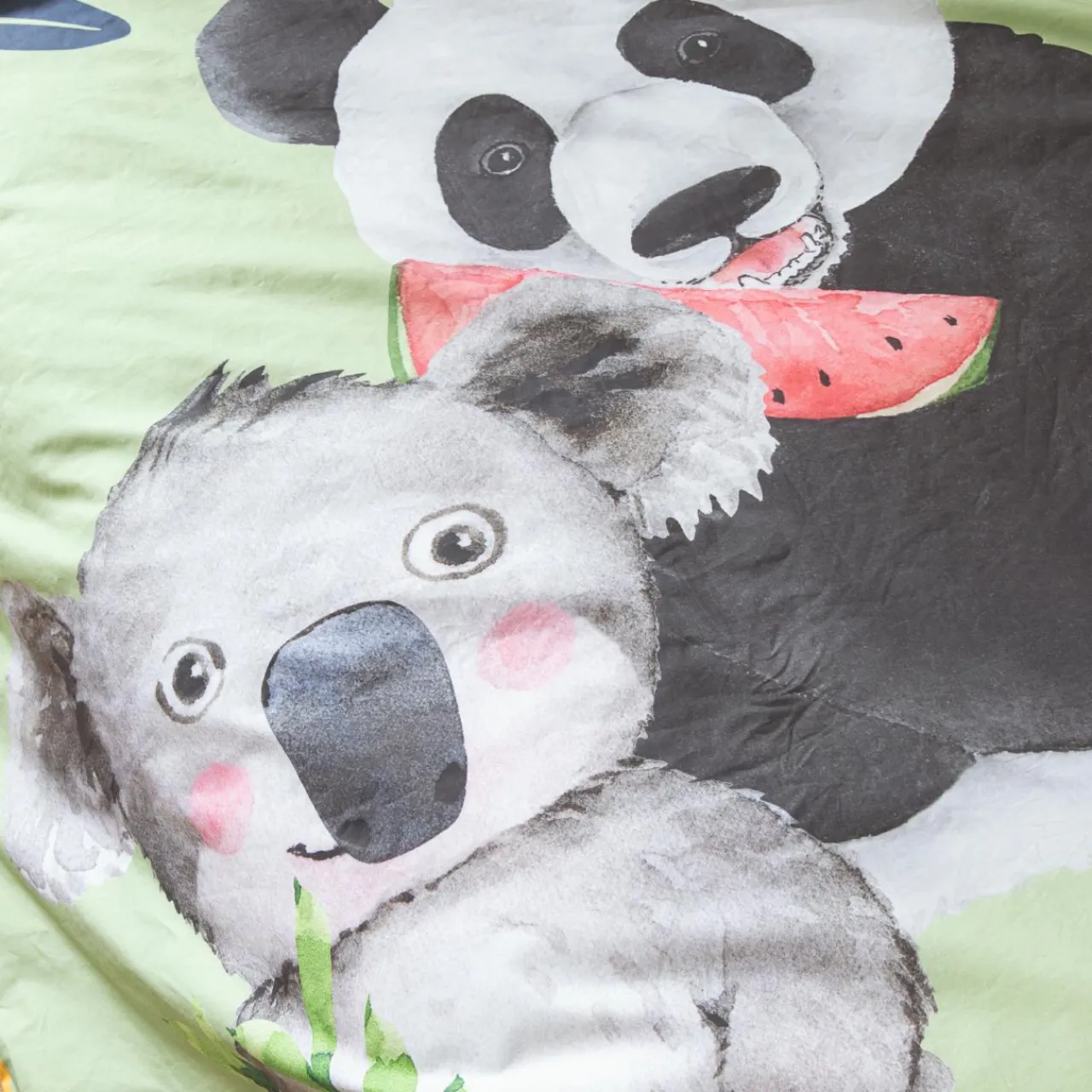 TRADILINGE Housse de couette enfant percale de coton (200 x 200 cm) Panda e Vert Sale