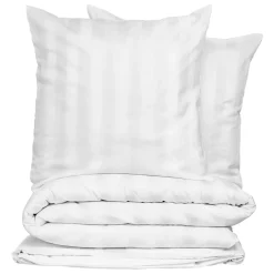 ATMOSPHERA Housse de couette et deux taies satin de coton (240 x 220 cm) Isadora he Blanc Online