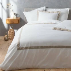 DOUCEUR D'INTERIEUR Housse de couette et deux taies coton (260 x 240 cm) Lauraline he Blanc Online
