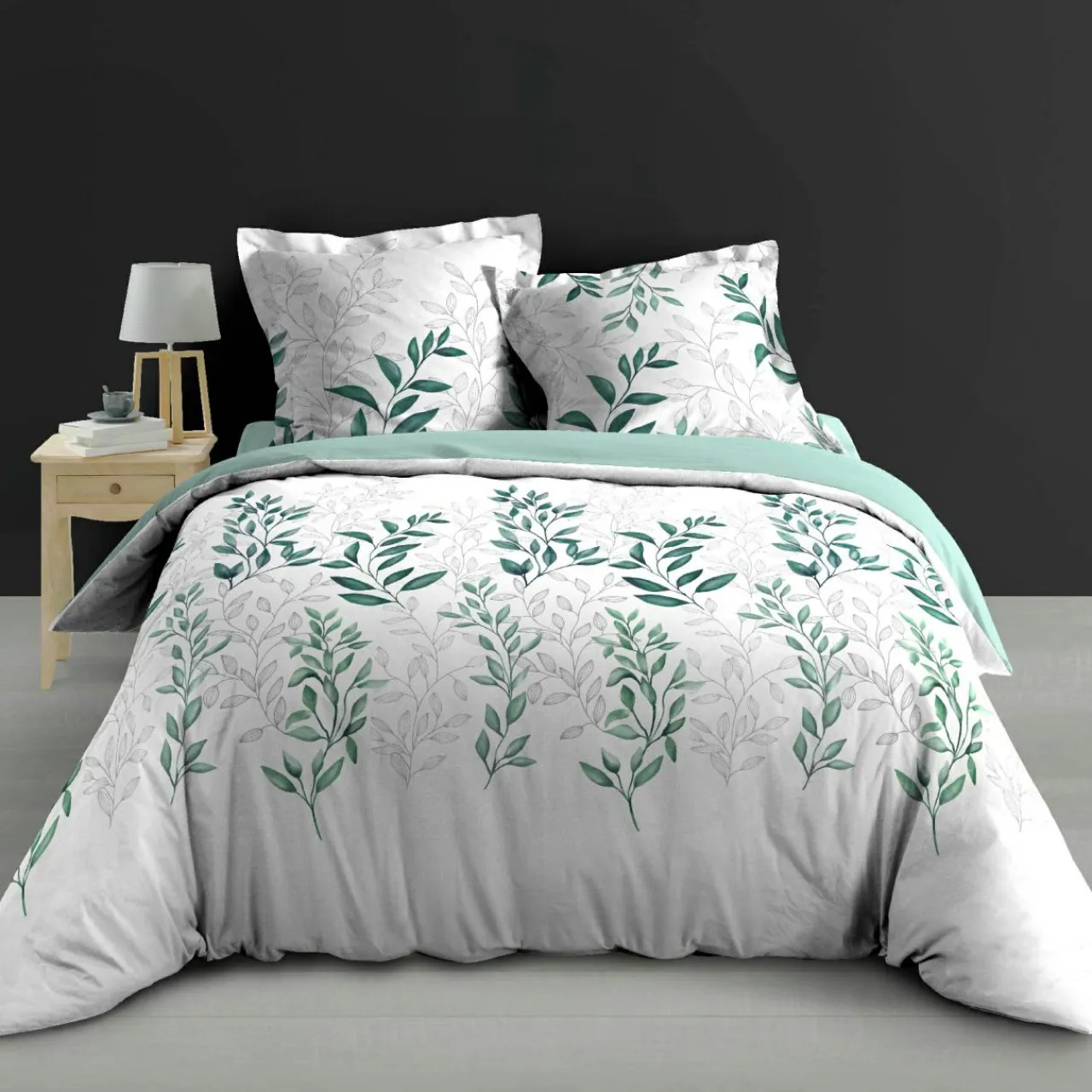 douceur d'intu017drieur Housse de couette et deux taies d'oreiller percale de coton (240 x 220 cm) Wendy e Vert Clearance