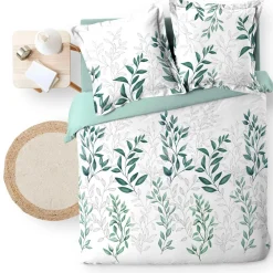 douceur d'intu017drieur Housse de couette et deux taies d'oreiller percale de coton (240 x 220 cm) Wendy e Vert Clearance