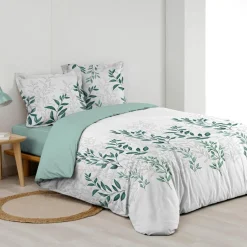 douceur d'intu017drieur Housse de couette et deux taies d'oreiller percale de coton (240 x 220 cm) Wendy e Vert Clearance