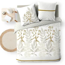 douceur d'intu017drieur Housse de couette et deux taies d'oreiller en coton (240 x 220 cm) Raoni Beige Discount