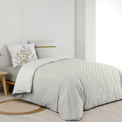 douceur d'intu017drieur Housse de couette et deux taies d'oreiller en coton (240 x 220 cm) Raoni Beige Discount