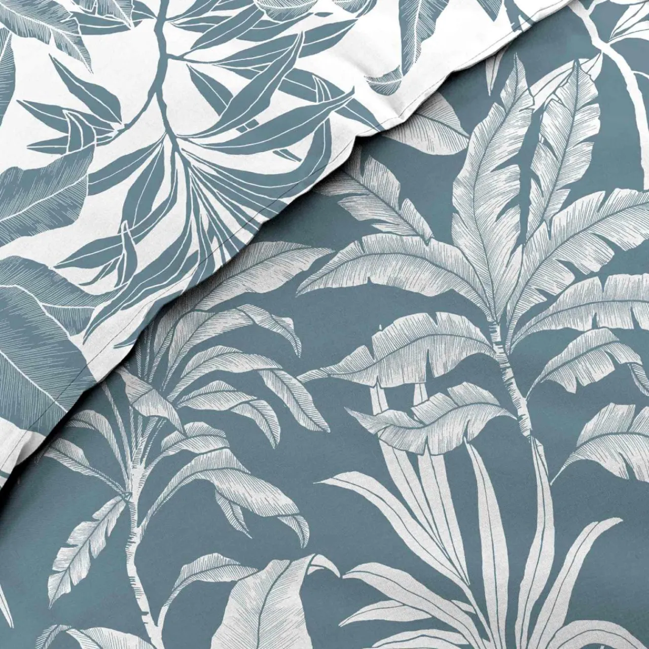 douceur d'intu017drieur Housse de couette et deux taies d'oreiller en coton (240 x 220 cm) Hera Bleu Outlet