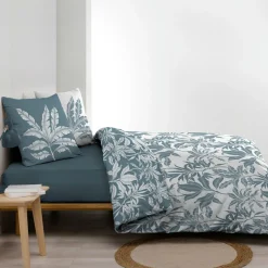 douceur d'intu017drieur Housse de couette et deux taies d'oreiller en coton (240 x 220 cm) Hera Bleu Outlet