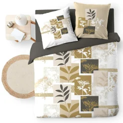 douceur d'intu017drieur Housse de couette et deux taies d'oreiller en coton (240 x 220 cm) Utopia Beige Outlet