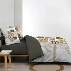 douceur d'intu017drieur Housse de couette et deux taies d'oreiller en coton (240 x 220 cm) Utopia Beige Outlet