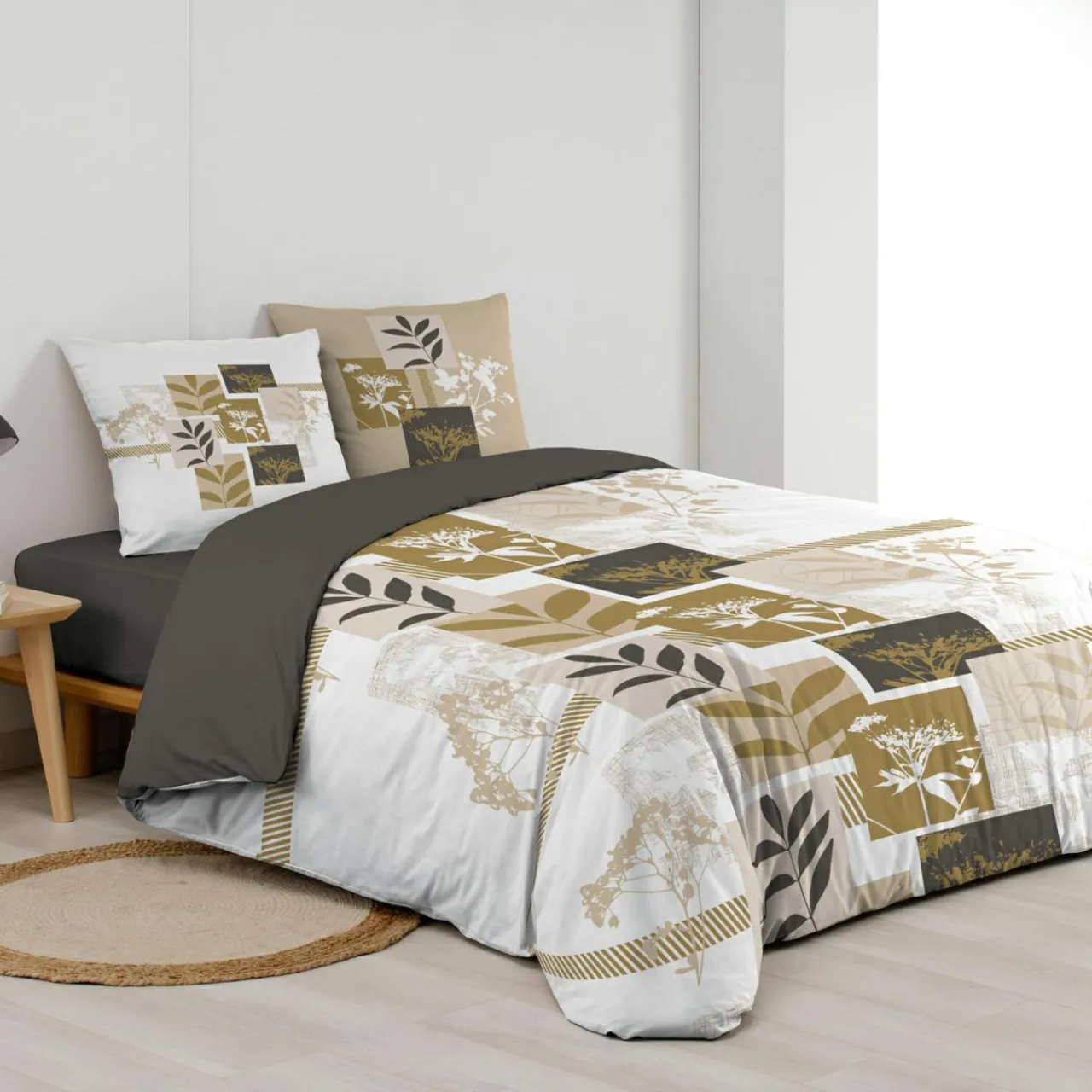 douceur d'intu017drieur Housse de couette et deux taies d'oreiller en coton (240 x 220 cm) Utopia Beige Outlet