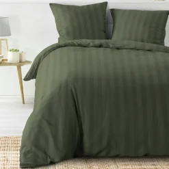 douceur d'intu017drieur Housse de couette et deux taies microfibre (240 x 220 cm) Cleo Vert kaki Sale