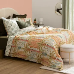 Atmosphera, cru017dateur d'intu017drieur Housse de couette et deux taies percale de coton (240 x 220 cm) Janice Multicolore Outlet