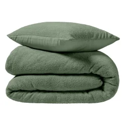 douceur d'intu017drieur Housse de couette et deux taies d'oreiller bouclette (240 x 220 cm) Helena cédre Vert New