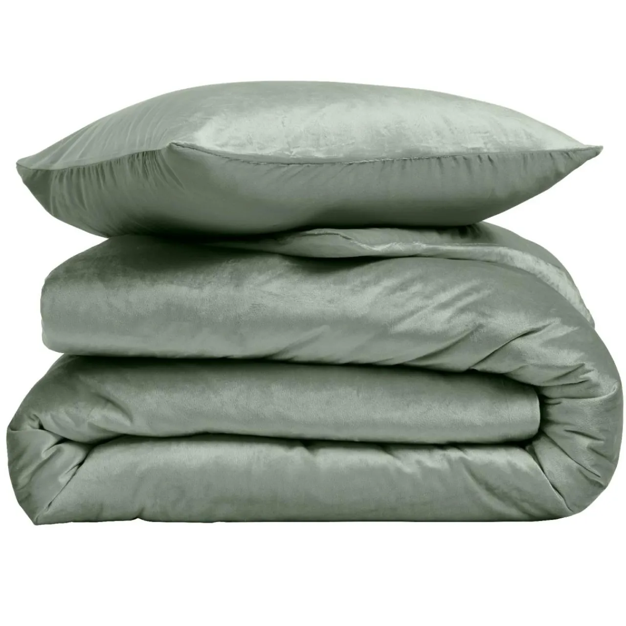douceur d'intu017drieur Housse de couette et deux taies d'oreiller velours (240 x 220 cm) Velina cèdre Vert Discount