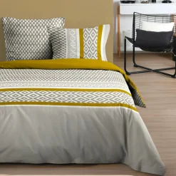 STOF Housse de couette et deux taies d'oreiller en coton (260 x 240 cm) Pixus Beige Best