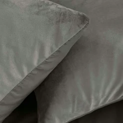douceur d'intu017drieur Housse de couette et deux taies d'oreiller velours (240 x 220 cm) Velina Gris Anthracite Clearance