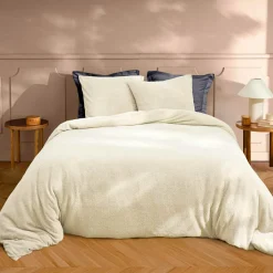 douceur d'intu017drieur Housse de couette et deux taies d'oreiller bouclette (240 x 220 cm) Helena Ecru Discount