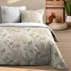 STOF Housse de couette et deux taies d'oreiller en coton (240 x 220 cm) Dabali Écru Ecru New