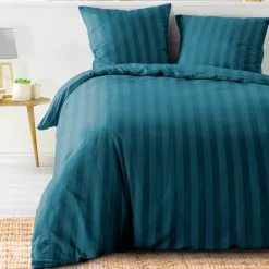 douceur d'intu017drieur Housse de couette et deux taies microfibre (240 x 220 cm) Cleo Bleu nuit Clearance